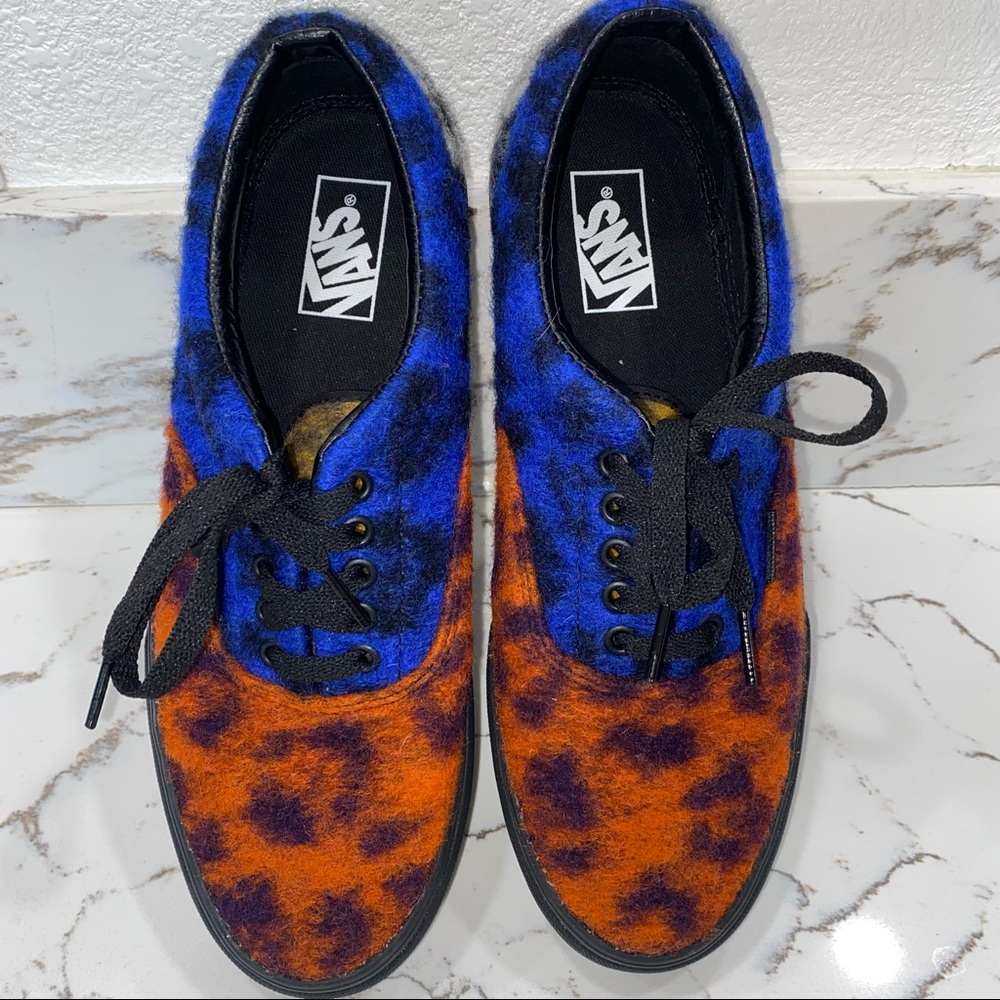 Vans Era multicolor leopard fuzzy platforms, men’s sz 10